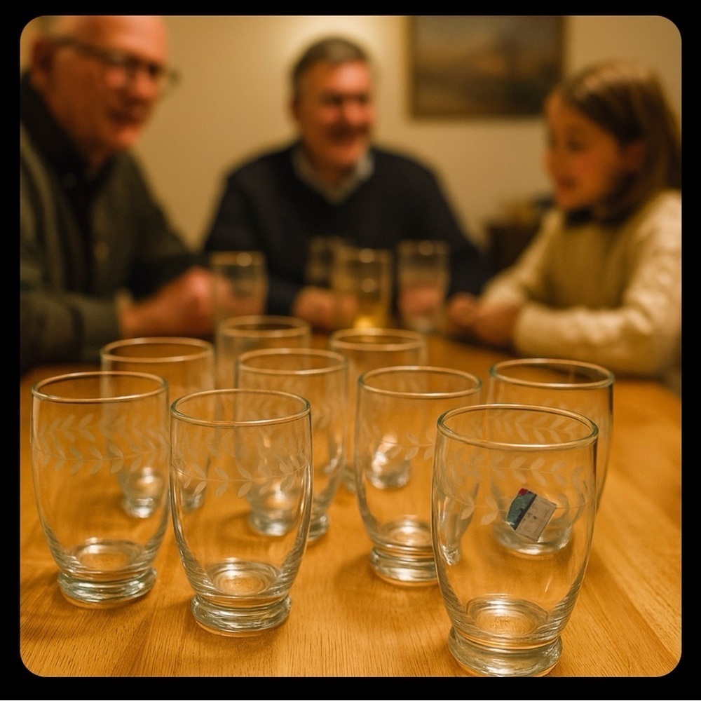 Vintage Chelan Fresh Etched Glasses Set of 8 USA Farmhouse Barware Rare Gift